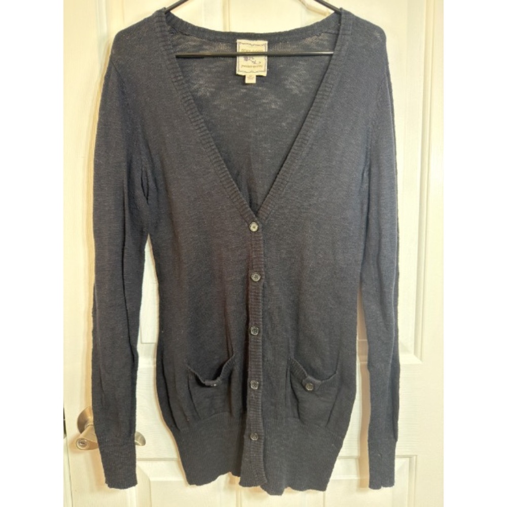Pink Rose Black Button-Up Cardigan